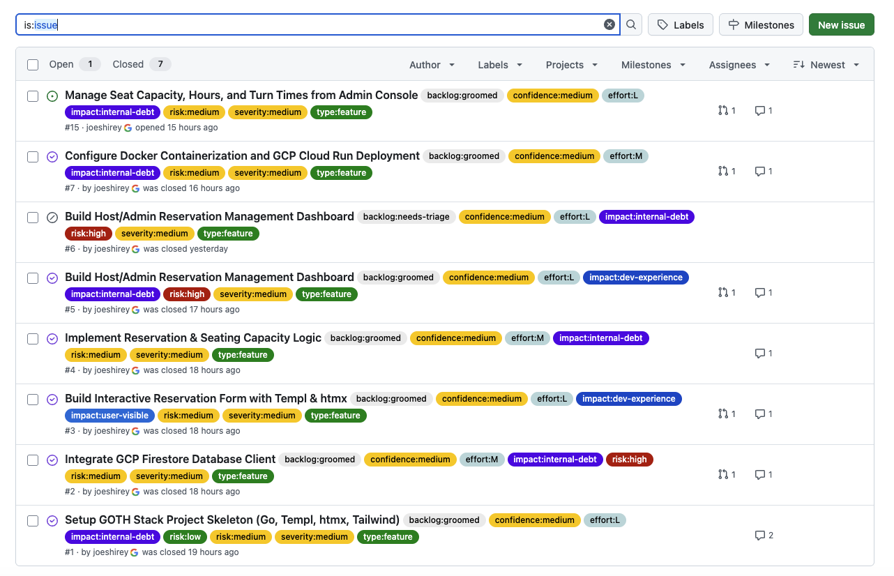 GitHub Issues with structured metadata labels